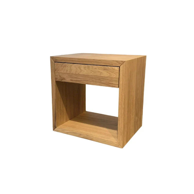 Solid Oak Scandinavian Floating Nightstand with Drawer - Stylish Bedroom Side Table - image 2