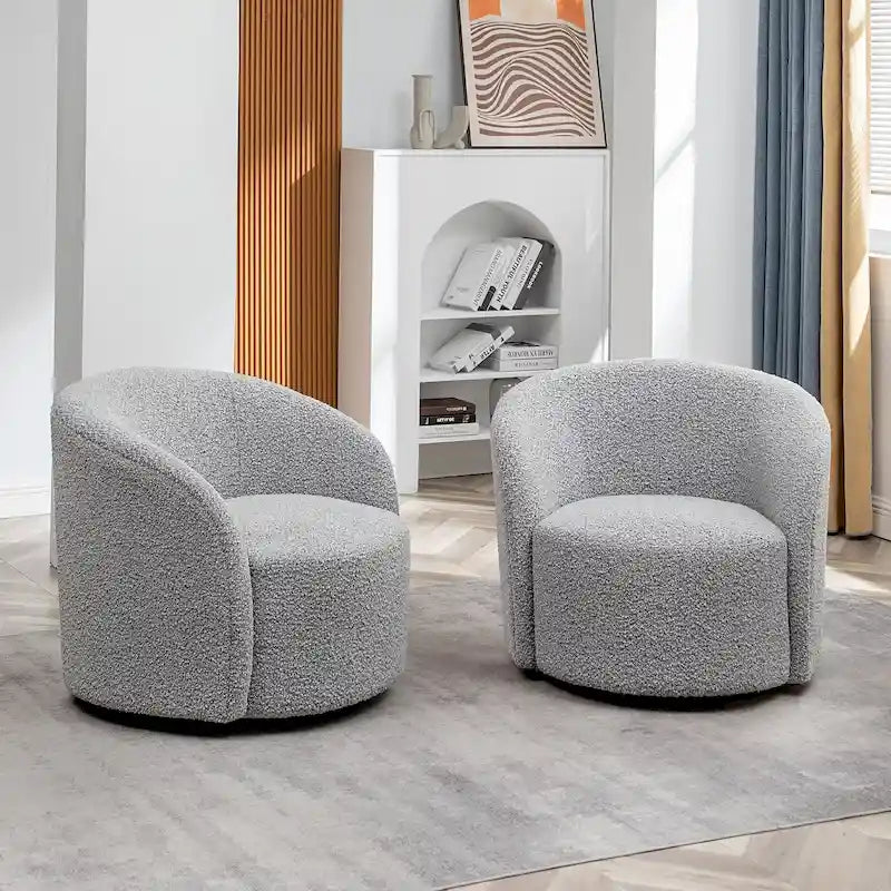 Set of 2 KINWELL 34-Inch Wide Upholstered Swivel Barrel Chairs - image 4