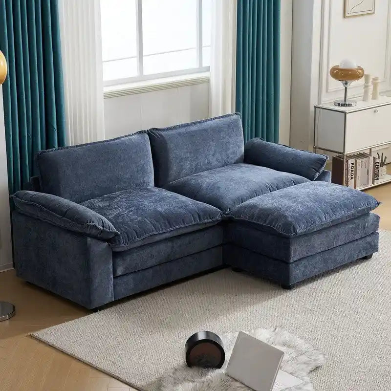 Chenille Two-Seater Sofa with Footstool - 2+1 Indoor Double Bag, Dimensions: 217*141*85 - image 6