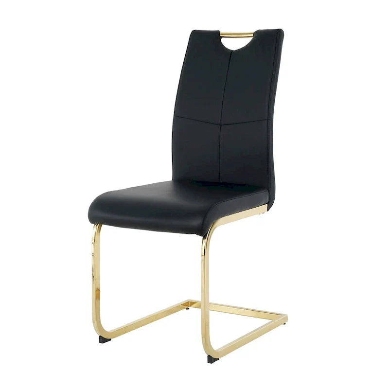 4-Piece Modern Faux Leather Dining Chair Set with Gold Metal Legs and Padded Seats - image 20