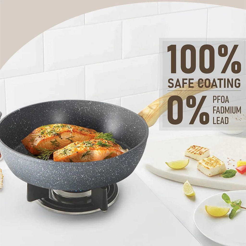 Kitchen Academy Induction Cookware Sets - 12 Piece Green Cooking Pan Set, Granite Nonstick Pots and Pans Set - image 11
