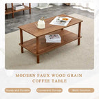 39-Inch Coffee Table with Two-Tier Design and Rubberwood Legs - image 24
