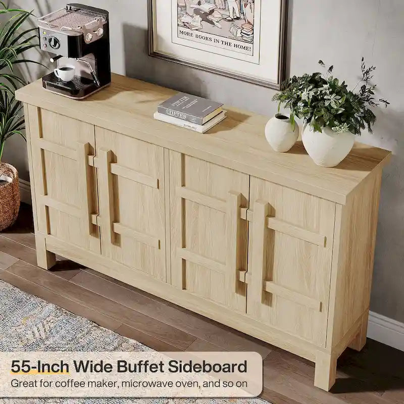55-Inch Rustic Wood Farmhouse Buffet Cabinet with Ample Storage - image 6