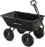 Heavy Duty Poly Utility Dump Wagon Garden Cart w/Pneumatic Tires, 6 Cu Ft - 1200 lb Capacity Outdoor Wheelbarrow for Yard, Landscaping & Gardening, Lawn Tractor or ATV Towable-Gorilla Carts - image 1