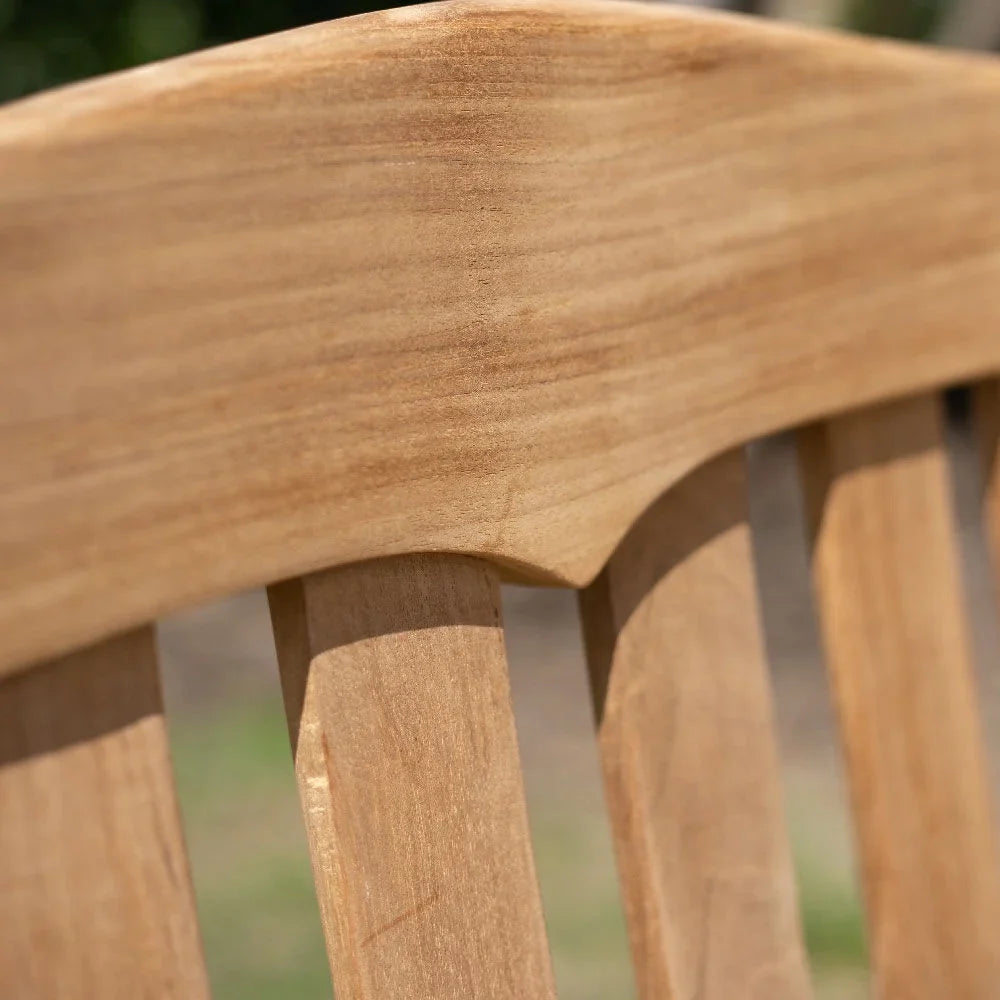 Ash & Ember Hawthorne Grade A Teak 53" Bench, Seats 2 People Comfortably, Weather Resistant Indoor Outdoor Solid Wood Patio Furniture with Tightly Spaced Slats, Bowed Back, Armrests - image 6