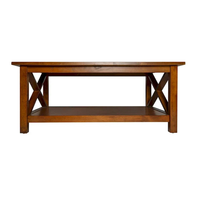 Farmhouse Coffee Table with Shelf and X-Frame Design - image 22