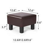 Square Footrest Stool with Upholstered Seat and Wooden Legs - image 7