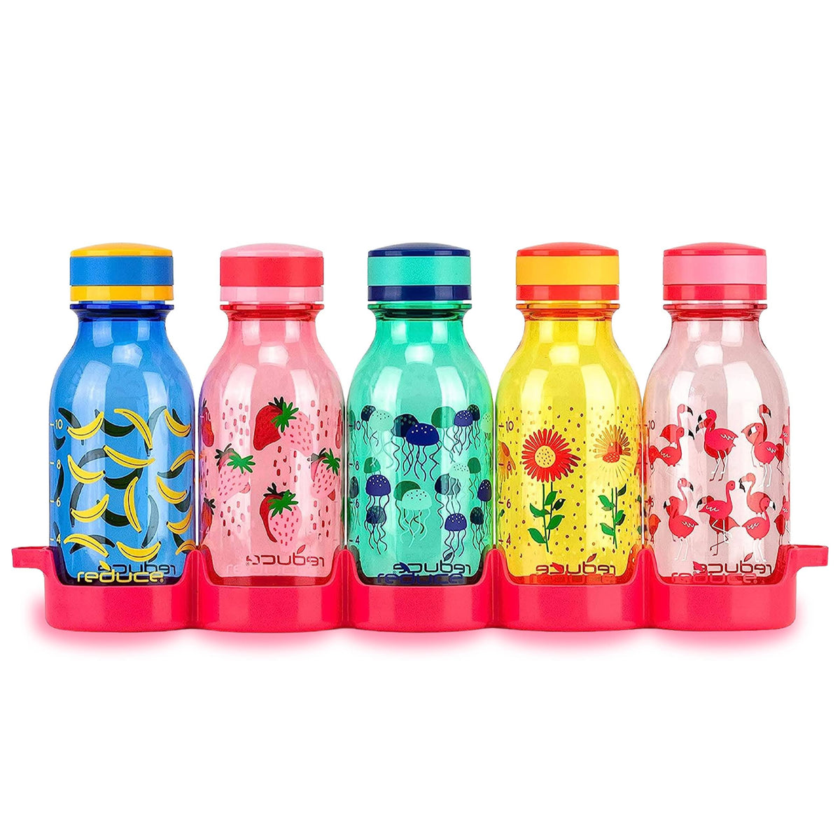 Reduce WaterWeek 14 oz Tritan Reusable Water Bottles - Includes 5 Leak Proof Bottles and Fridge Tray - BPA Free and Dishwasher Safe - image 1