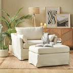 Sophie Contemporary Oversized Slipcovered Armchair and Ottoman with Lockable Rear Wheels - image 15