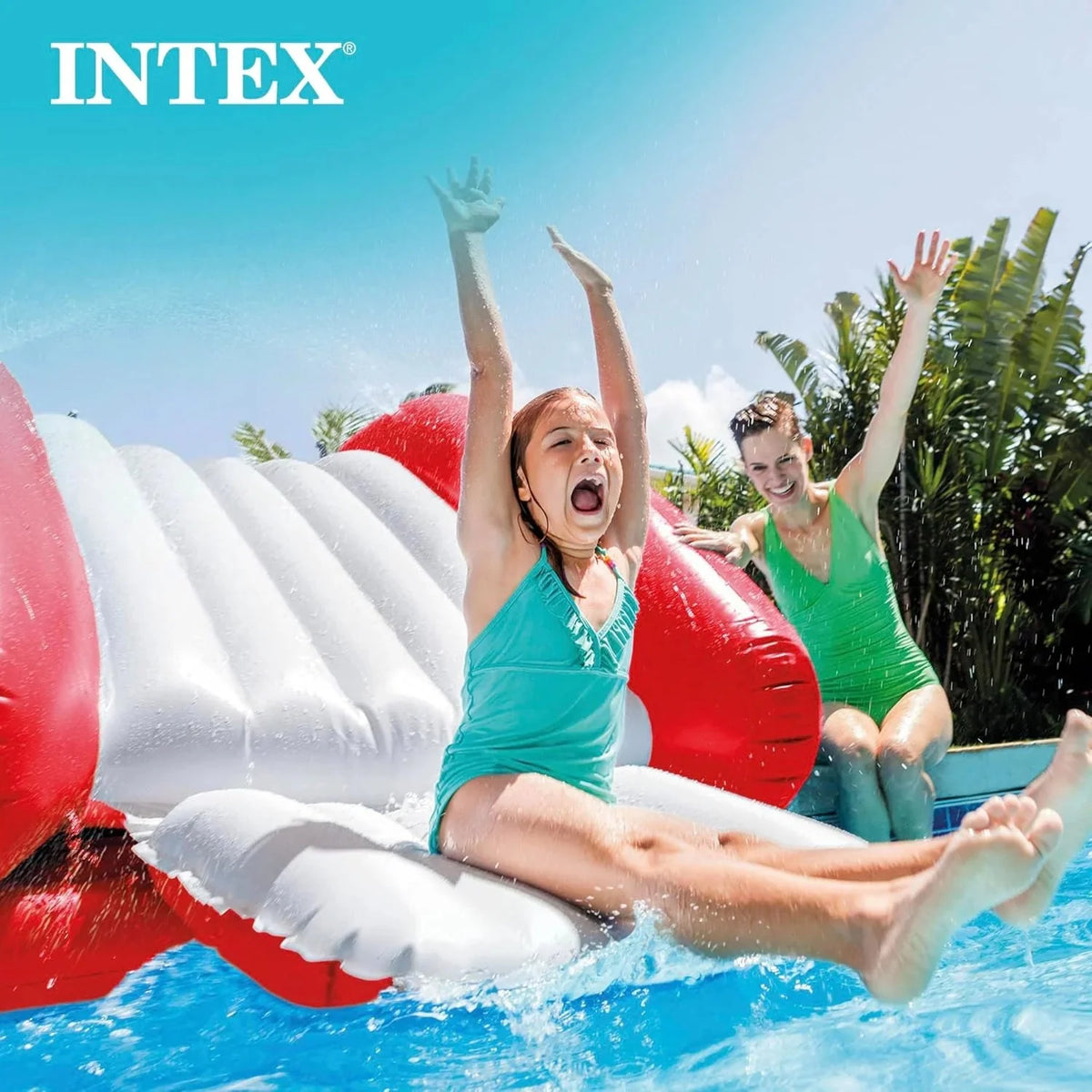 Intex Kool Splash Inflatable Water Slide Swimming Pool Play Center with Built in Sprayers for Kids and Adults, Ages 6 and Up, Blue - image 4