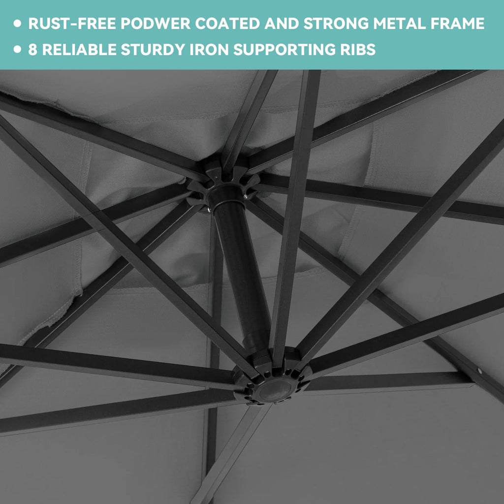 JUSTLET 10ft Heavy Duty Patio Hanging Offset Cantilever Patio Umbrella W/ 4-Piece Base Included Included, Beige - image 62