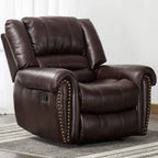 CANMOV Leather Recliner Chair, Classic and Traditional Manual Recliner Chair with Comfortable Arms and Back Single Sofa for Living Room, Nut Brown - image 2
