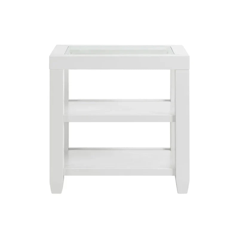 Cordero 16-Inch Wide Wood and Glass Top Chairside End Table with Shelf Storage - image 14