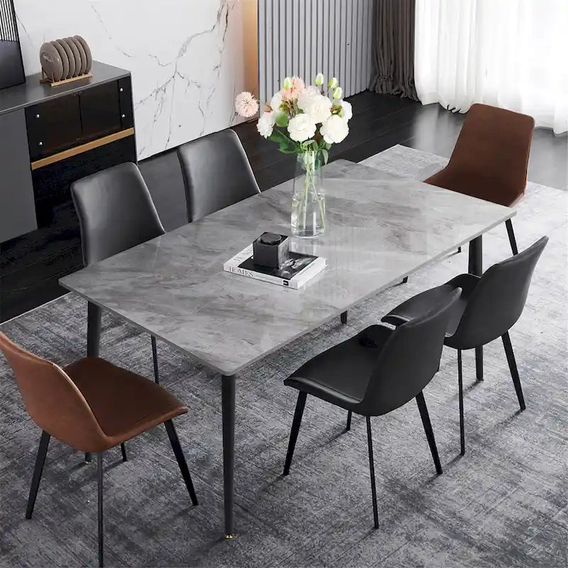 Contemporary Kitchen Table with Metal Frame and Sintered Stone Top - image 4