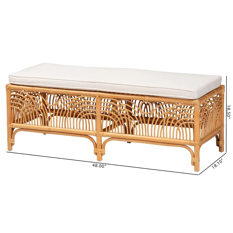 Bali & Pari Materra Contemporary Bohemian Natural Brown Rattan Bench - image 9