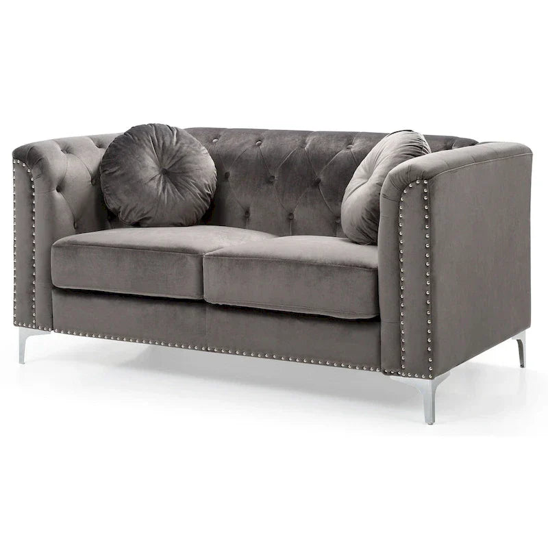 Velvet Button-Tufted Pompano Loveseat - image 3