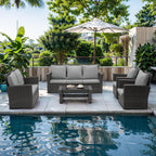 Wisteria Lane 4 Piece Outdoor Patio Furniture Sets, Wicker Conversation Set for Porch Deck, Grey Rattan Sofa Chair with Cushion Blue - image 41