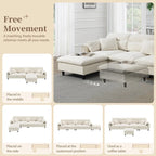 110-Inch L-Shaped 5-Seater Sectional Sofa with Removable Ottoman, Cloud Chenille Fabric, and 5 Cushions - image 7