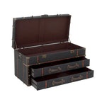 Roche River Decor Faux Leather or Linen Fabric Coffee Table Trunk with 2 Drawers and Buckle Hinged Top - Available in Dark Blue or Brown - image 11