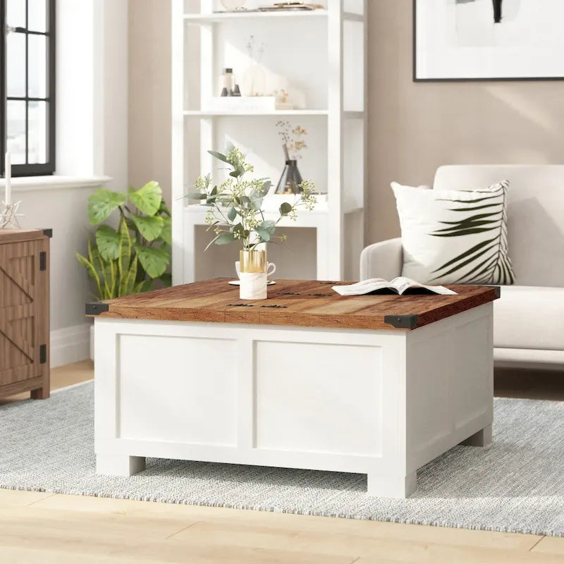 Contemporary Farmhouse Coffee Table Featuring Concealed Storage - image 2