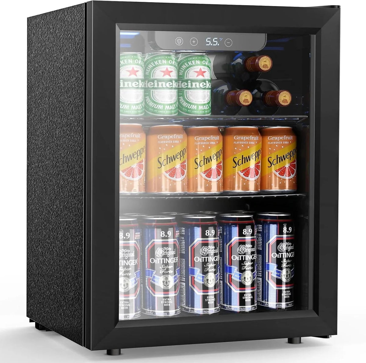 Mini Fridge 130 Can Beverage Refrigerator Cooler, 3.2 Cu.Ft Drink Fridge for Soda Wine Beer, Adjustable Temperature Control for Home Office, Black - image 6
