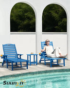 Lounge Chair Outdoor, Chaise Lounge, HDPE 6-Position Outdoor Chaise Lounge, Patio Lounge Chair with Wheels & Cup Holder for Pool Poolside Deck Backyard, Teak - image 38