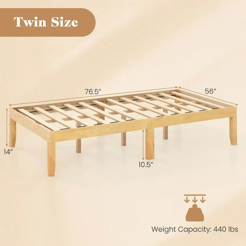 Costway 14-Inch Wooden Platform Bed Frame for Twin, Full, and Queen Sizes with Rubber Support - image 15