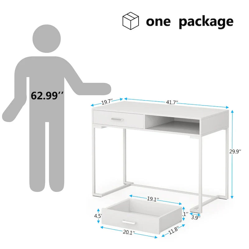 Modern Computer Desk with 2 Drawers - Stylish Study Writing Table with Storage for Home Office - image 11