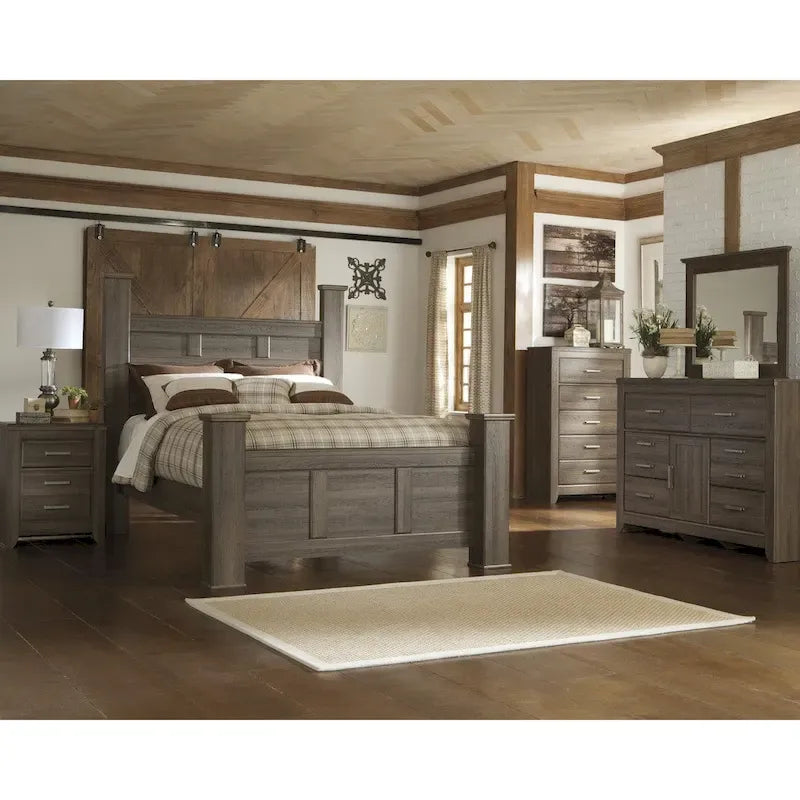 Farmhouse Poster Bed with Wooden Frame and Panel Headboard - image 3