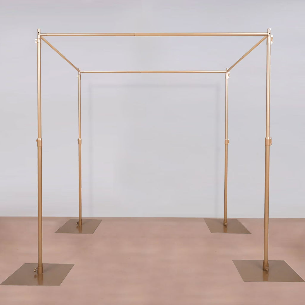 Efavormart 10ft / 4 Post Gold Metal DIY Photography Backdrop Stand, Wedding Arch Canopy Tent - image 1