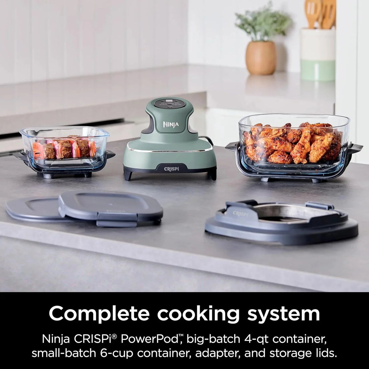 Ninja Crispi 4-in-1 Portable Glass Air Fryer Cooking System, 1500W, 4QT & 6-Cup TempWare Glass Containers with Storage Lids, Microwave, Freezer & Dishwasher Safe - image 93