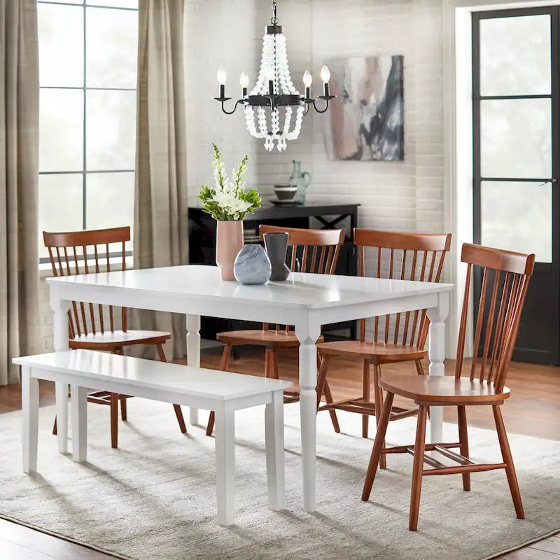 Set of 2 Spindle Back Dining Chairs Solid Rubberwood Farmhouse Style - image 15