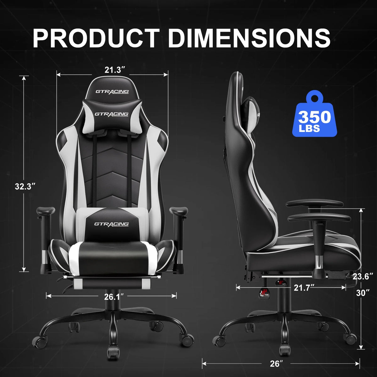 GTRACING Gaming Chair, Ergonomic Office Desk Chair with Lumbar Support, PU Leather, Footrest & Adjustable Headrest, Red - image 41