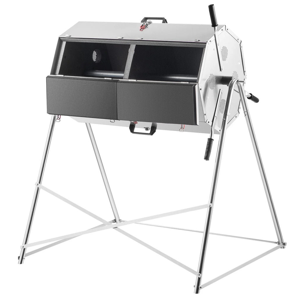 Premium 33 Gallon Steel Outdoor Compost Tumbler Bin With Dual-Chamber - image 7