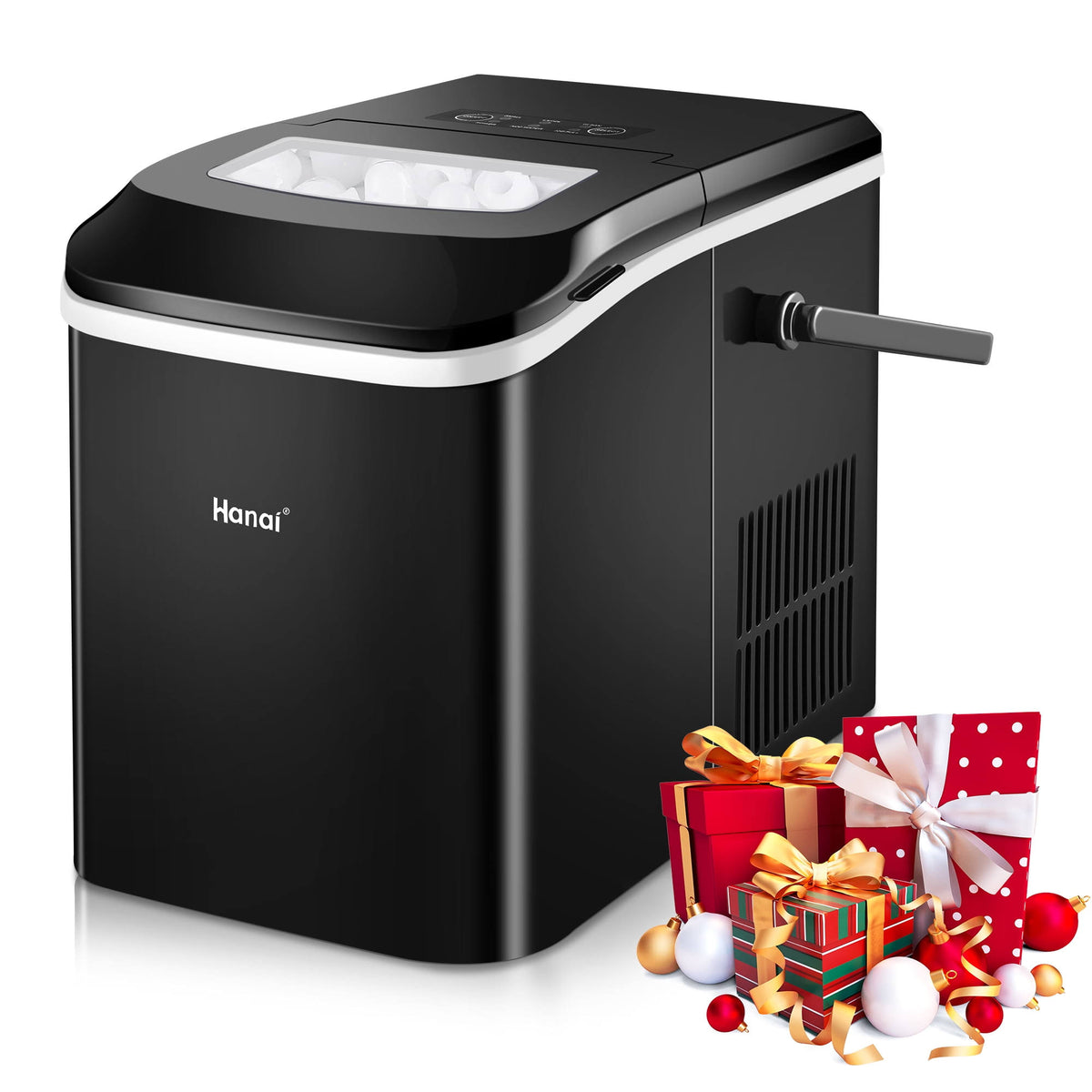 WANAI Countertop Ice Maker Machine,Portable Compact Ice Cube Maker,26.5 lbs/24H,2 Sizes,Self-Cleaning Ice Machine with Ice Scoop and Basket,9 Cubes - image 1