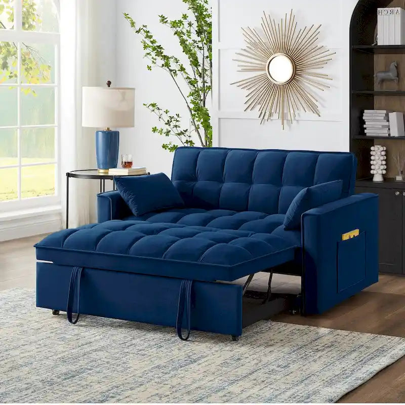 4-in-1 Pull-Out Sleeper Sofa Bed - Loveseat in Velvet -Convertible Couch Bed with Reclining Backrest,2 Side Pockets - image 4