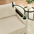 102 Corduroy Contemporary 3-Seater Sofa with Deep Seating, Cup Holders, and Phone Holder - image 6