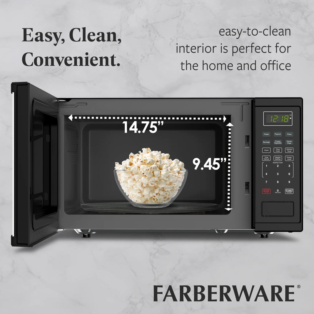 Farberware FMGZ09BKA 0.9 Cu. Ft. Microwave Oven, 900W, Digital Control, LED Display, 6 Cooking Presets, Black - image 64