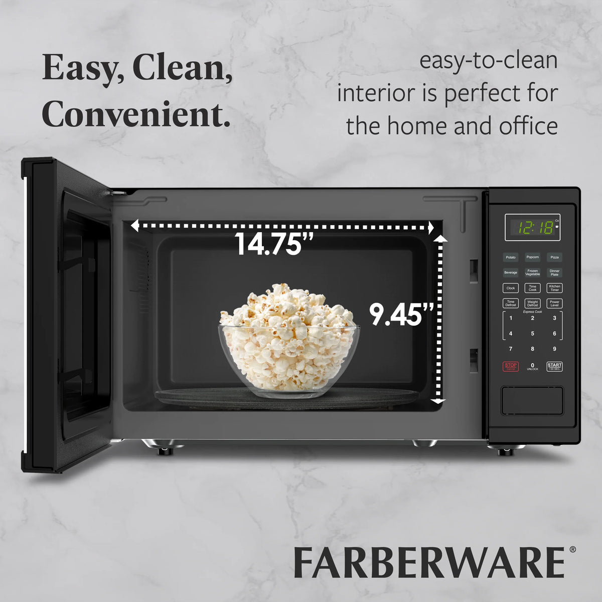 Farberware FMGZ09BKA 0.9 Cu. Ft. Microwave Oven, 900W, Digital Control, LED Display, 6 Cooking Presets, Black - image 64