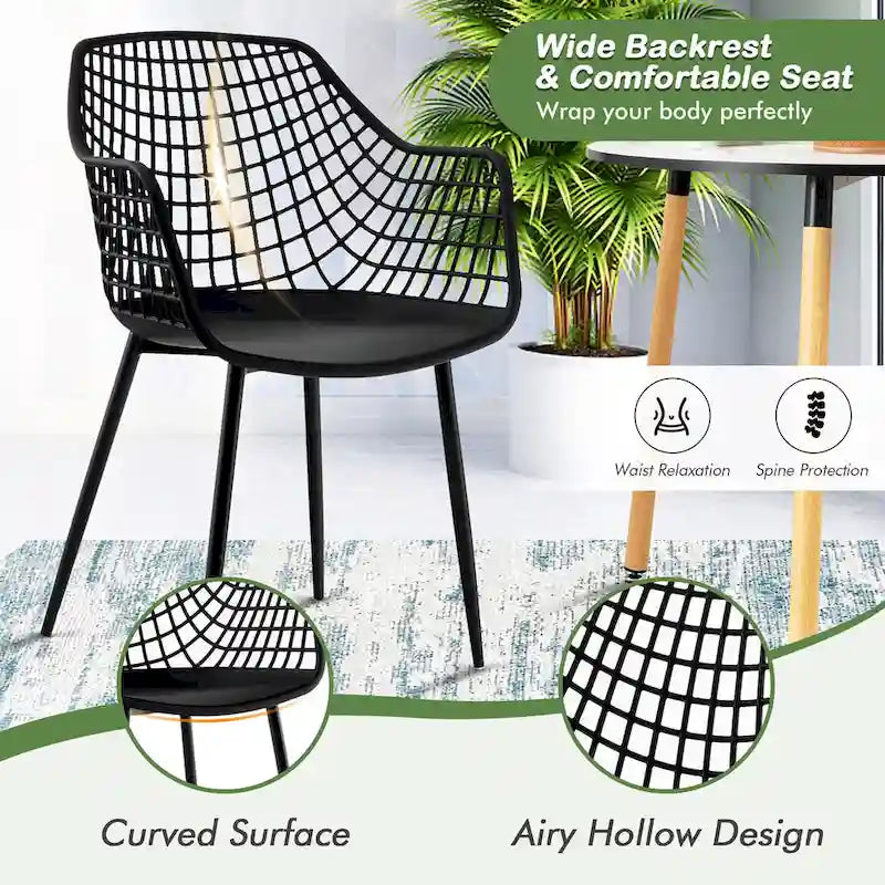 Set of 4 Modern Plastic Shell Dining Chairs with Metal Legs by Costway - image 10
