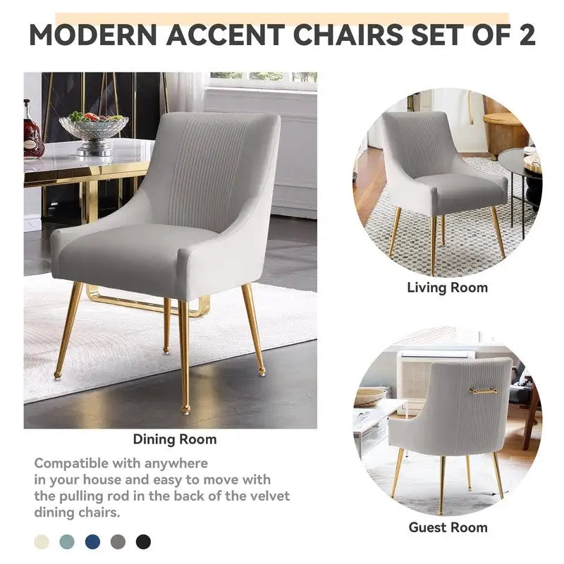 SEYNAR Set of 6 Modern Glam Boucle Velvet Dining or Vanity Chairs with Rear Handle - image 34