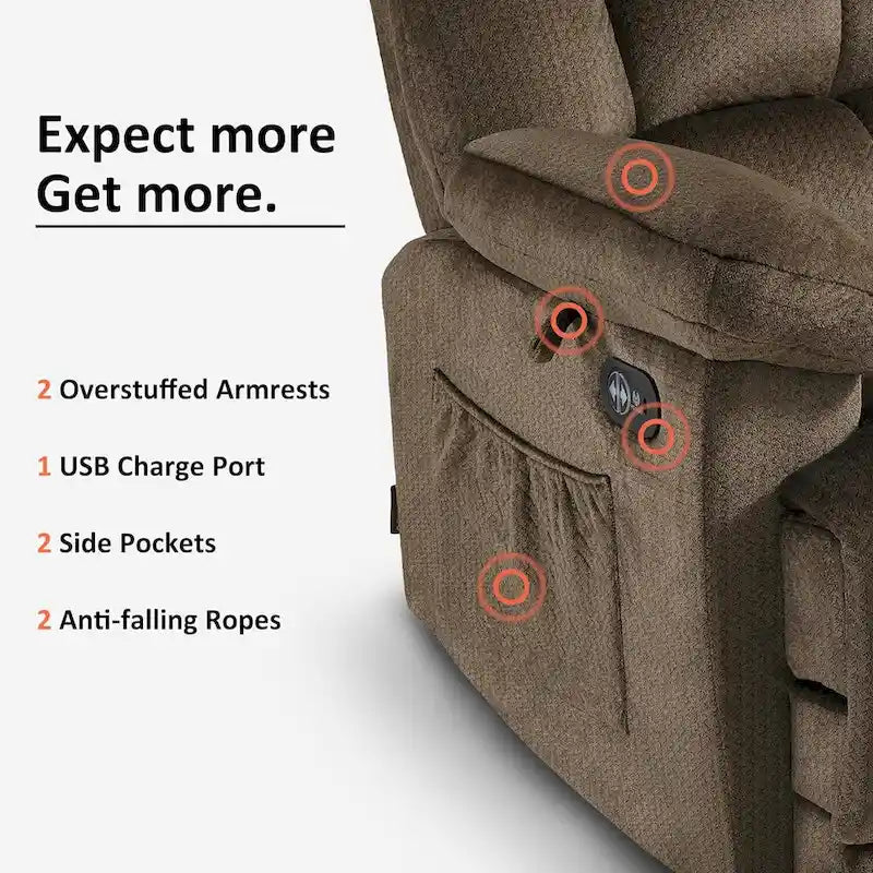 MCombo Heated Massage Electric Recliner Chair for Living Room - Fabric R6233 - image 26