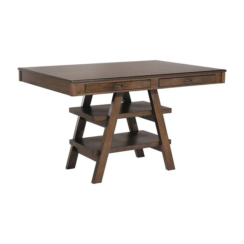 9-Piece Counter Height Dining Set in Ferrara Walnut and Brown - image 2
