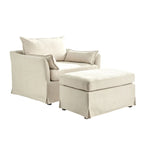 Sophie Contemporary Oversized Slipcovered Armchair and Ottoman with Lockable Rear Wheels - image 16