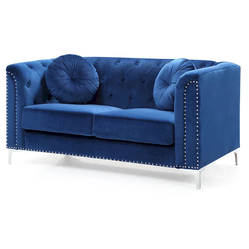 Velvet Button-Tufted Pompano Loveseat - image 11