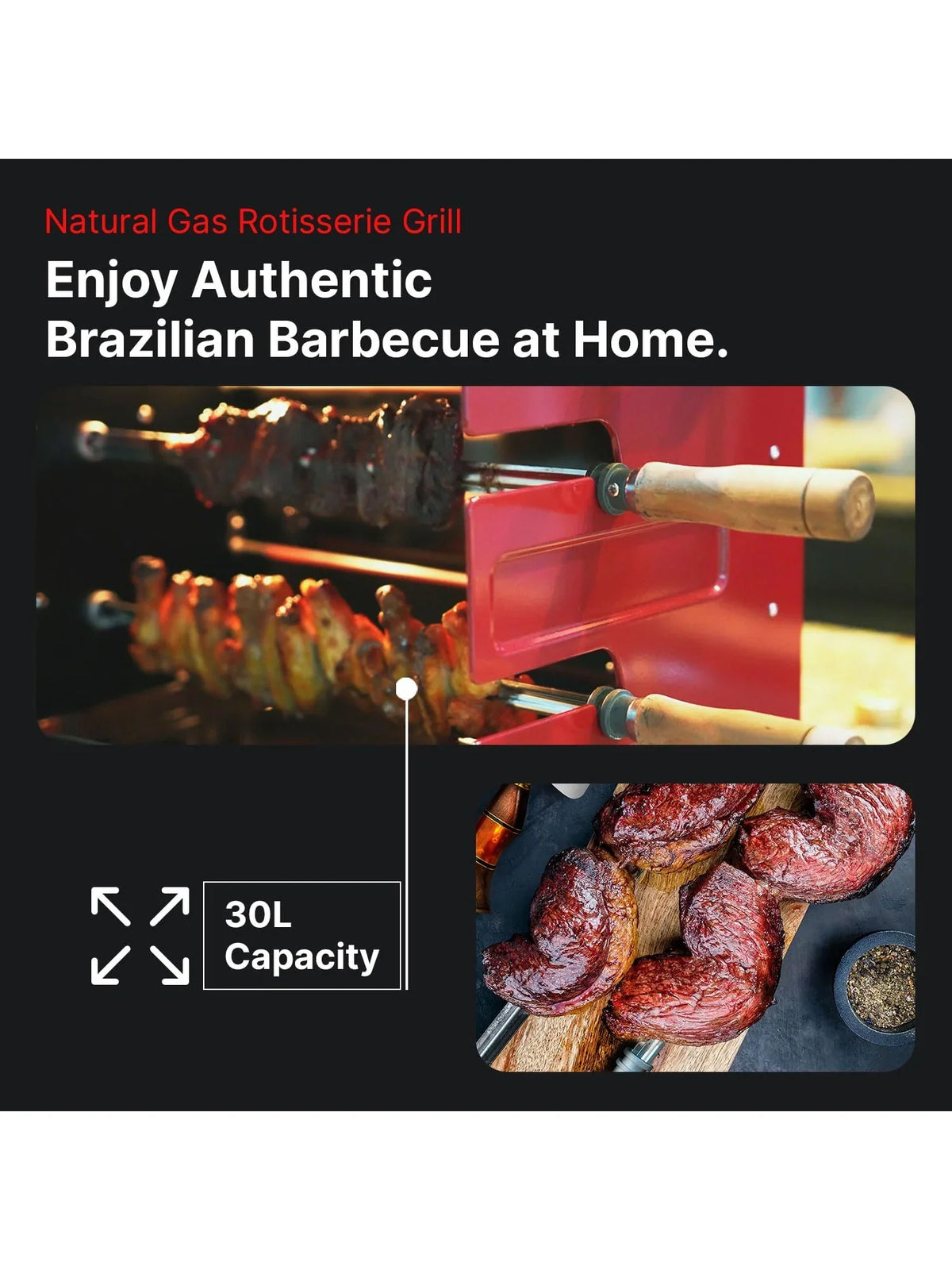 Brazilian Flame Churrasco? Gas Rotisserie Oven Grill Roaster with Auto Rotating Skewers for Rotisserie Chicken Brazilian Style BBQ and Churrasco Shawarma Machine Propane Grill - 2024 Series - image 4