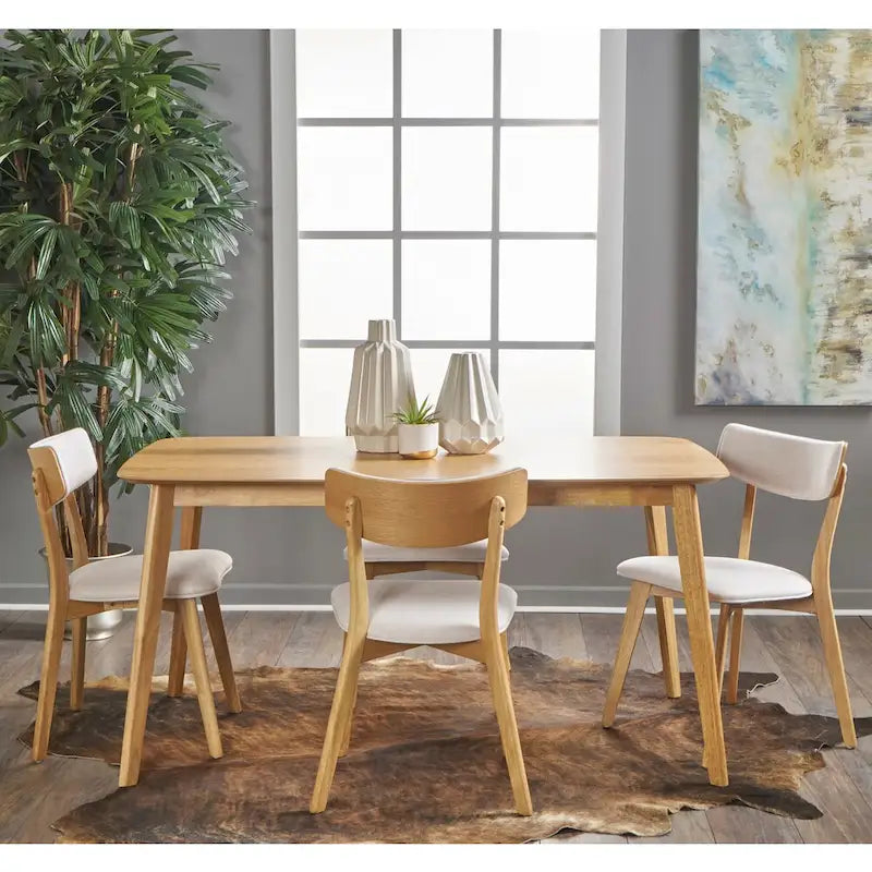 Christopher Knight Home Alma Mid-Century 5-Piece Wooden Rectangular Dining Set - image 5