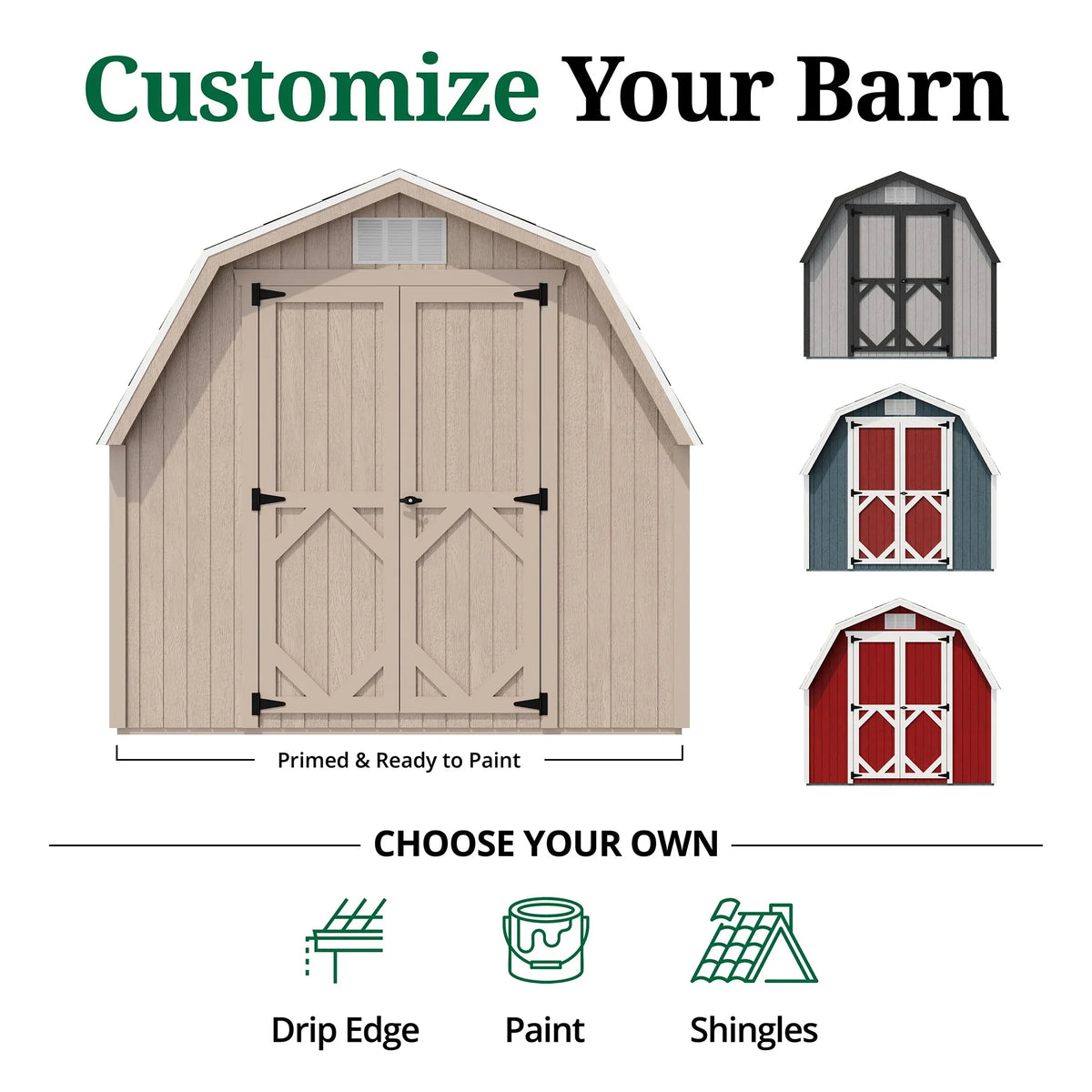 Little Cottage Co. 8x8 Classic Gambrel Barn with 4 ft. Sidewalls, Outdoor Wood Storage Shed Do-It-Yourself Precut Kit - image 11