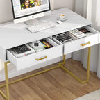 Modern Computer Desk with 2 Drawers - Stylish Study Writing Table with Storage for Home Office - image 20