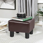Square Footrest Stool with Upholstered Seat and Wooden Legs - image 8